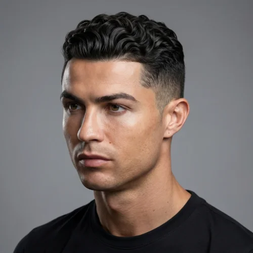 Man with low taper fade and textured fringe for wavy hair, natural and modern style