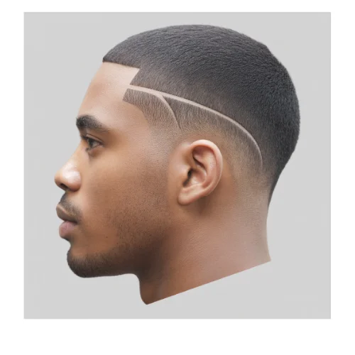 Low taper fade buzz cut with sharp lineup and double shaved line design