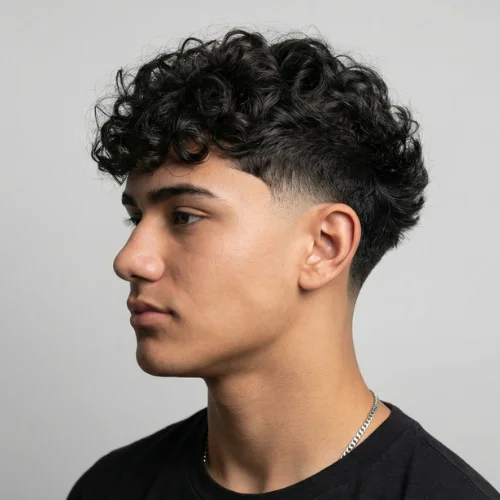 Modern men's haircut featuring a low taper fade on the sides and back with a fun, playful top style often associated with trendy meme-inspired looks. The textured top adds personality and movement, while the low taper fade creates a sharp, polished finish around the ears and neckline. Ideal for men seeking a bold, creative, and stylish hairstyle.