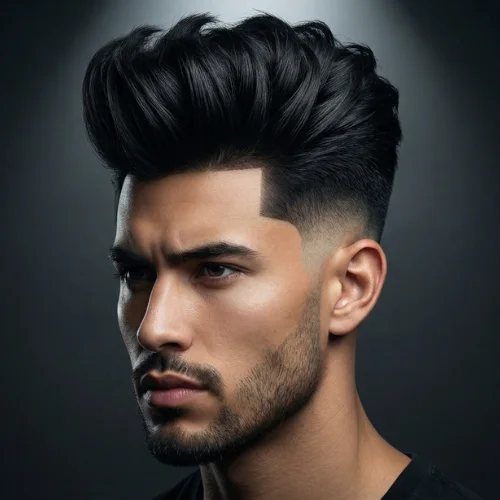 Modern men's haircut featuring a low taper fade on the sides and back with a massive, voluminous top. The textured top adds height, movement, and a bold statement, while the low taper fade creates a sharp, polished finish around the ears and neckline. Ideal for men seeking a dramatic, stylish, and contemporary hairstyle with maximum volume.