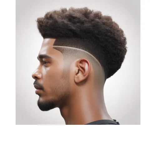 Low Taper Fade Clean Afro with neat natural curls on top and sharp tapered sides