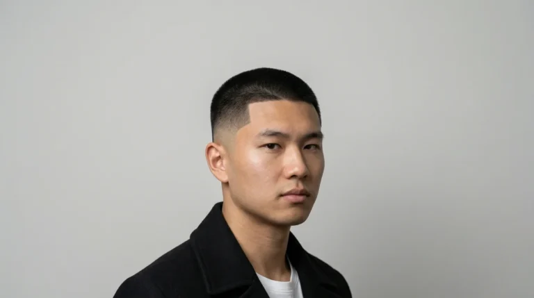 Modern Low Taper Fade Buzz Cut men hairstyle with sharp hairline