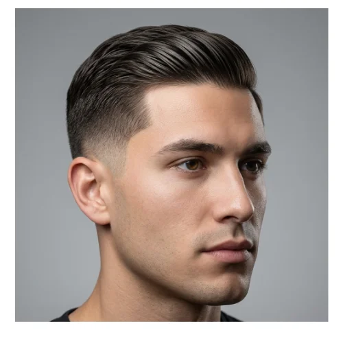 Modern men's haircut featuring a low taper fade on the sides and back with short hair styled on top. The textured short top adds subtle volume and movement, while the low taper fade provides a sharp, polished finish around the ears and neckline. Ideal for men seeking a stylish, low-maintenance, and contemporary look.