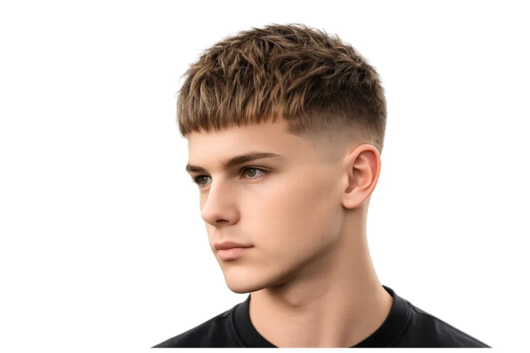 Low Taper Fade French Crop Frisur für Männer – sauberer, moderner Look mit strukturierter Pony